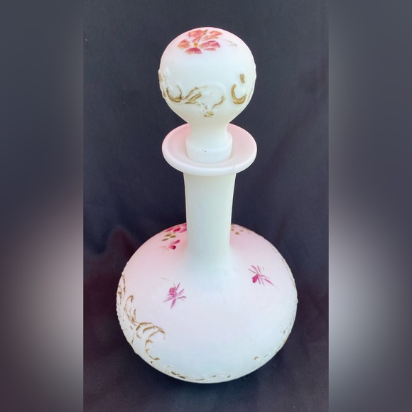 Antique Victorian Glass Decanter Barber Bottle Hand Painted Intact with Stopper - Picture 7 of 12